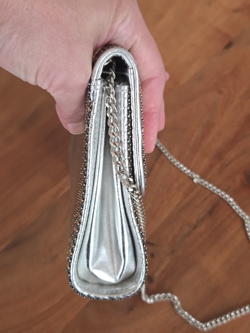 Whiting & Davis Silver Mesh Chain Clutch - Silver - Picture 3 of 8